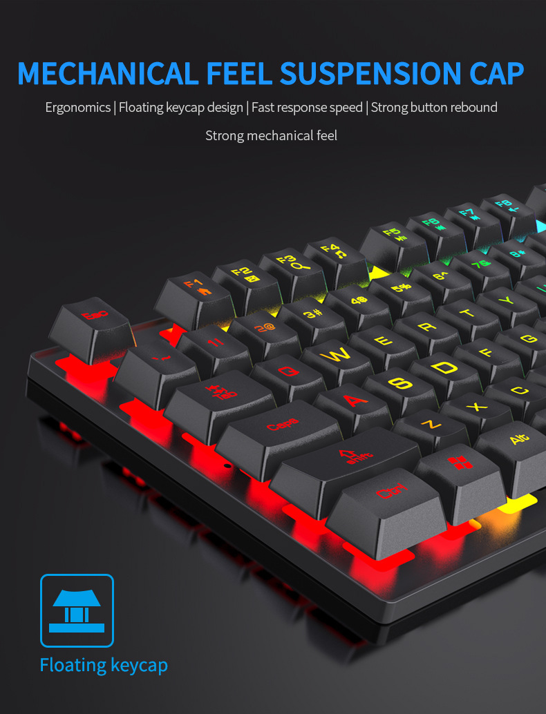Keyboard Mouse Bundle Gaming - 104 Key Backlit Mechanical Keyboard Wired