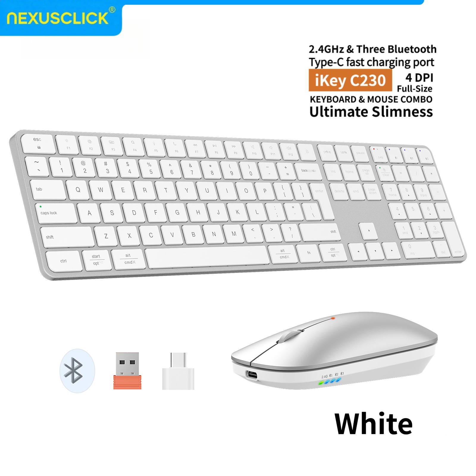 Gaming Keyboard And Mouse Combo Wireless - NexusClick Rechargeable Wireless Keyboard Mouse Combo,4‑Channel
