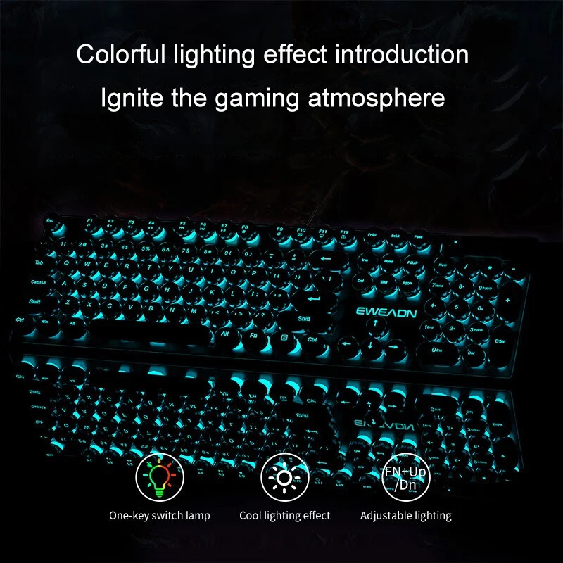 Retro Punk Mechanical Feel Key - Gaming Keyboard No Rgb recension och pris