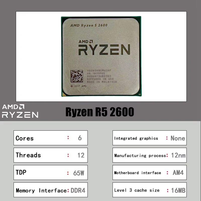 AMD Ryzen 5 R5 2600 3.4GHz 6-C - Amd Cpu Ryzen 5 recension och pris