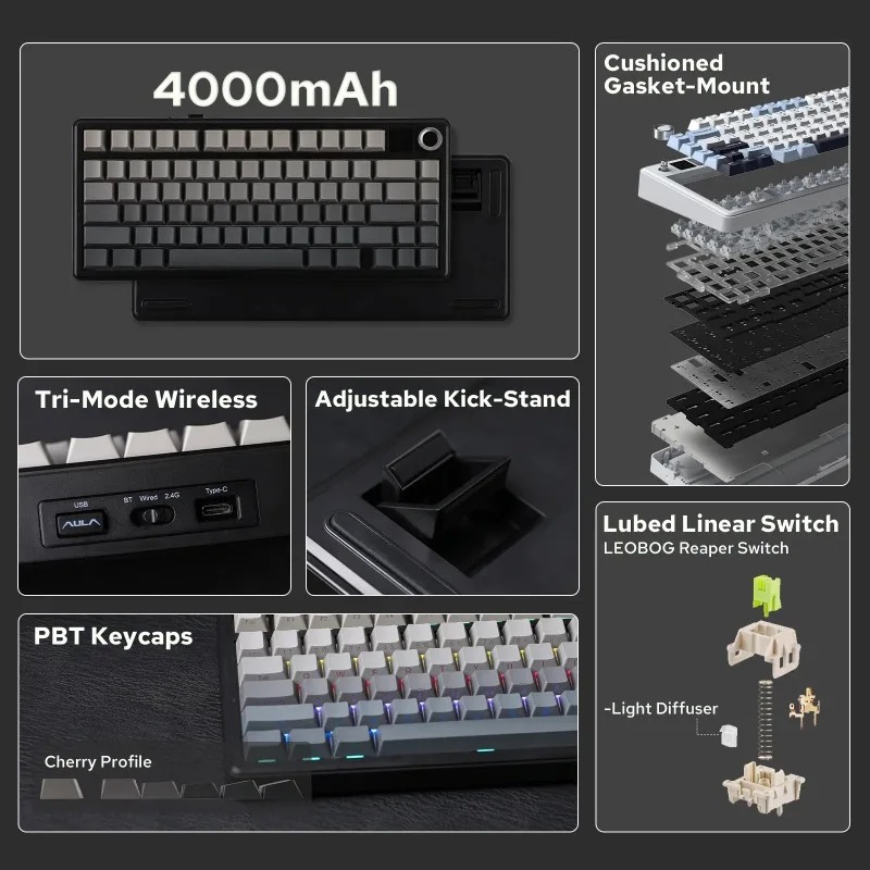 AULA F75 Max Mechanical Keyboa - Gaming Keyboard No Rgb recension och pris
