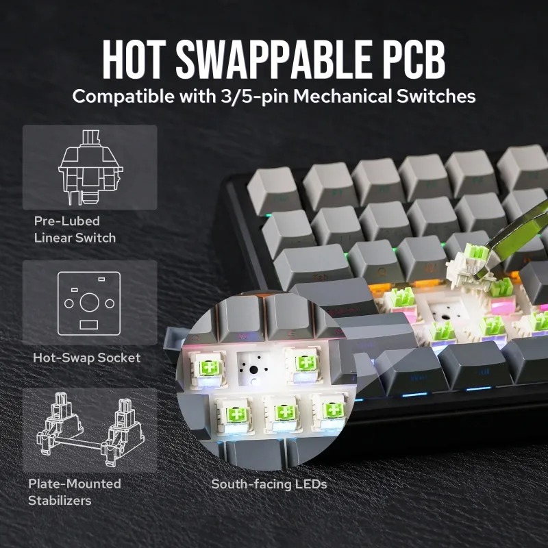 AULA F75 Max Mechanical Keyboa - Gaming Keyboard No Rgb recension och pris
