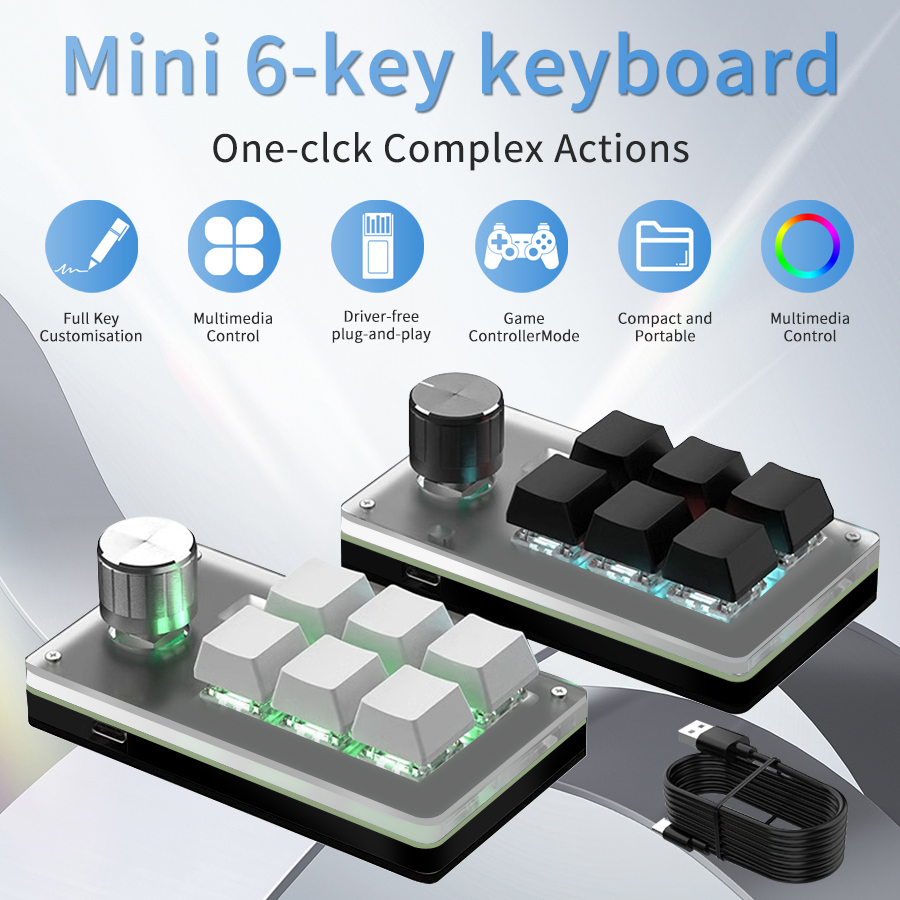 RGB 6 Keys 1 Knob Custom Wired - Gaming Keyboard Mini Mechanical recension och pris