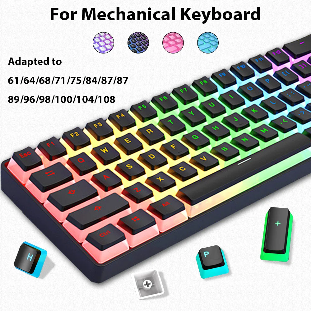 129 Keys Pudding Keycaps PBT D - Gaming Keyboard No Rgb recension och pris