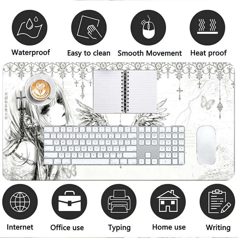 Leather Mousepad Black White A - Gaming Keyboard And Mouse Pad recension och pris