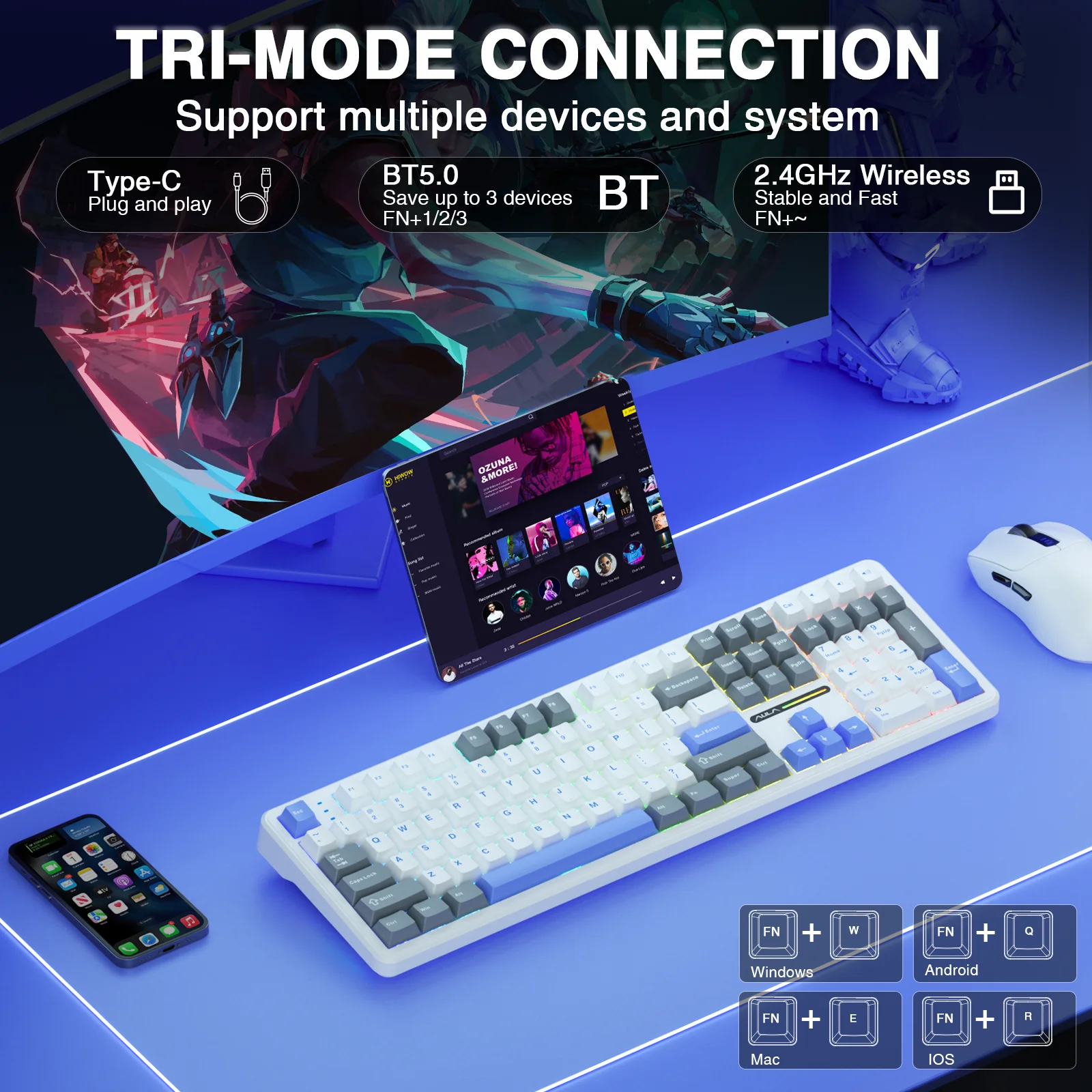 AULA F108 Wireless Keyboard Lo - Gaming Keyboard No Noise recension och pris