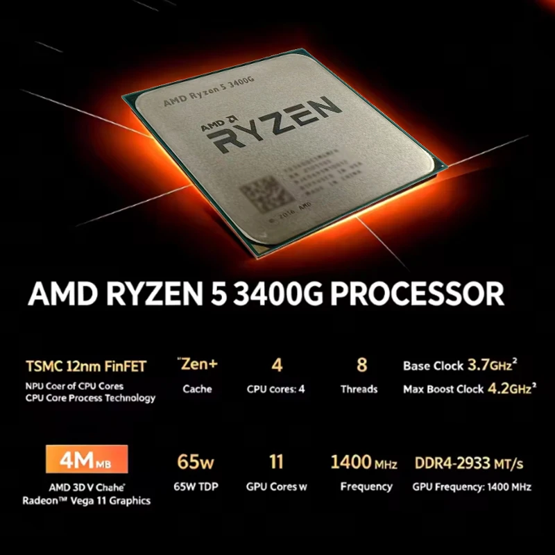 AMD Ryzen 5 3400G AM4 Desktop  - Amd Cpu Ryzen 5 recension och pris